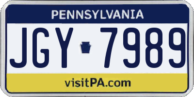PA license plate JGY7989