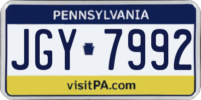 PA license plate JGY7992