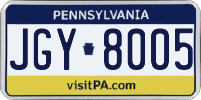 PA license plate JGY8005