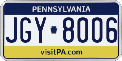 PA license plate JGY8006