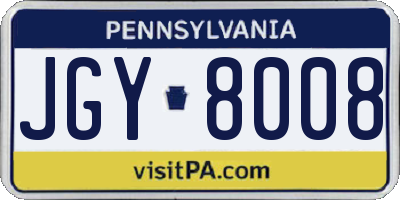 PA license plate JGY8008