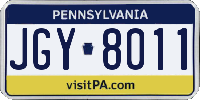 PA license plate JGY8011