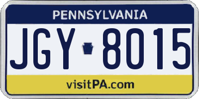 PA license plate JGY8015