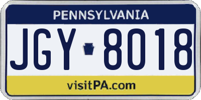 PA license plate JGY8018