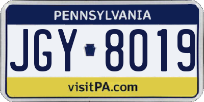 PA license plate JGY8019