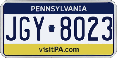 PA license plate JGY8023