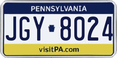 PA license plate JGY8024
