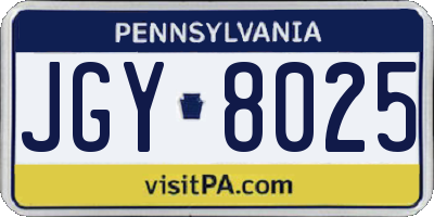 PA license plate JGY8025