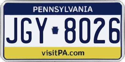 PA license plate JGY8026