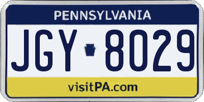 PA license plate JGY8029