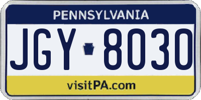 PA license plate JGY8030