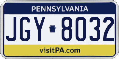 PA license plate JGY8032