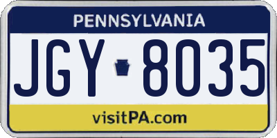 PA license plate JGY8035