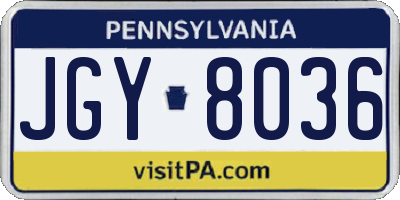 PA license plate JGY8036