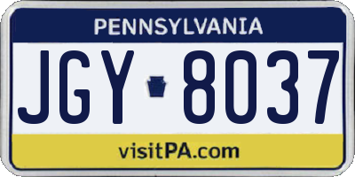 PA license plate JGY8037