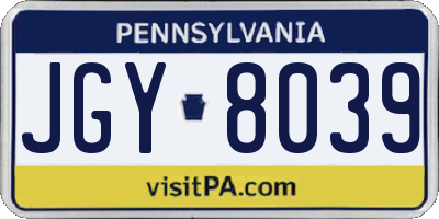PA license plate JGY8039