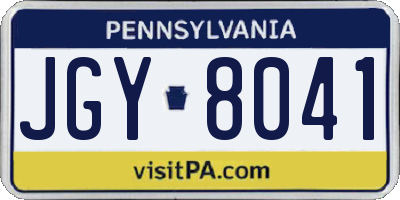 PA license plate JGY8041