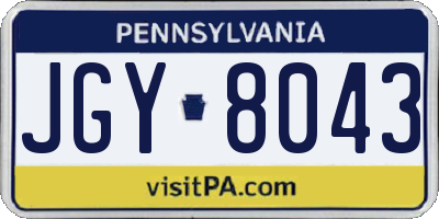 PA license plate JGY8043