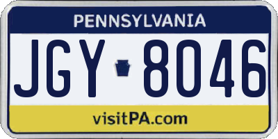 PA license plate JGY8046