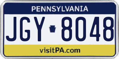 PA license plate JGY8048