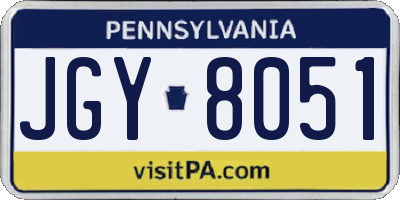 PA license plate JGY8051