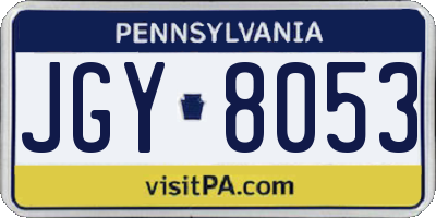 PA license plate JGY8053