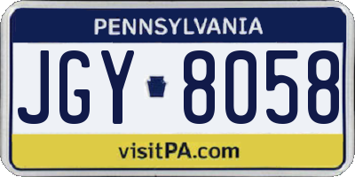 PA license plate JGY8058