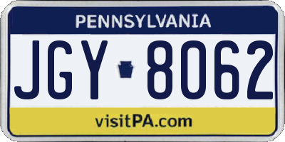 PA license plate JGY8062