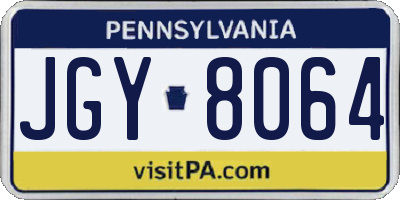 PA license plate JGY8064