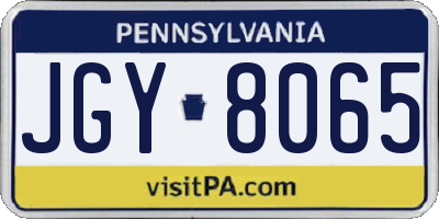 PA license plate JGY8065