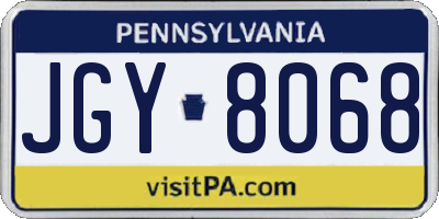 PA license plate JGY8068