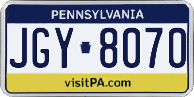 PA license plate JGY8070