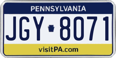 PA license plate JGY8071