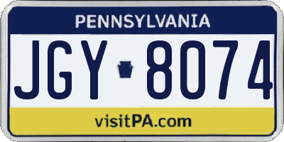 PA license plate JGY8074