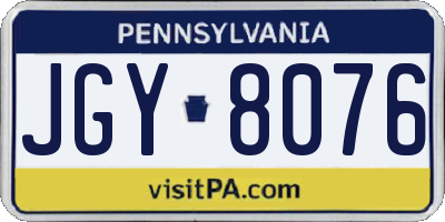PA license plate JGY8076