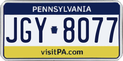 PA license plate JGY8077