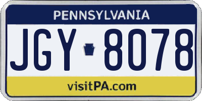 PA license plate JGY8078