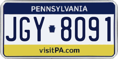 PA license plate JGY8091