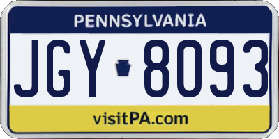 PA license plate JGY8093