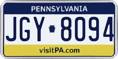 PA license plate JGY8094