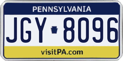PA license plate JGY8096