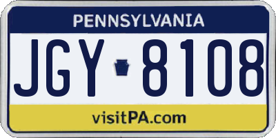PA license plate JGY8108