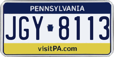 PA license plate JGY8113