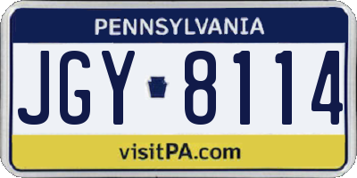 PA license plate JGY8114
