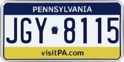 PA license plate JGY8115