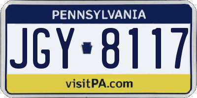 PA license plate JGY8117