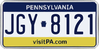 PA license plate JGY8121