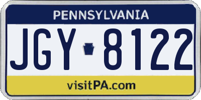 PA license plate JGY8122