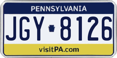 PA license plate JGY8126