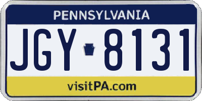 PA license plate JGY8131